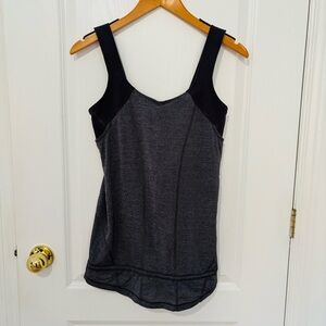 Lululemon Run: For Your Life Tank Top Heathered Charcoal Grey Built-in Bra #139